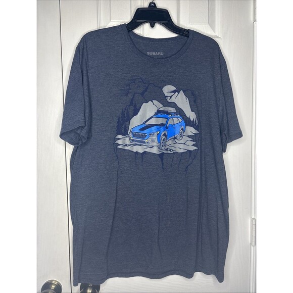 Subaru Wilderness Graphic T-Shirt 2XL Blue Outback SUV Mountain Adventure Tee - Picture 1 of 6